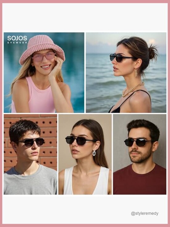 Retro Rectangle Aviator Sunglasses Plastic Frame UV400 Protection
